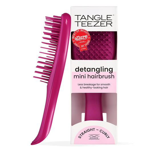 Tangle Teezer Ultimate Detangler Brush - Travel-Size Mini Hair Brush for Straight to Wavy Hair | Electric Raspberry
