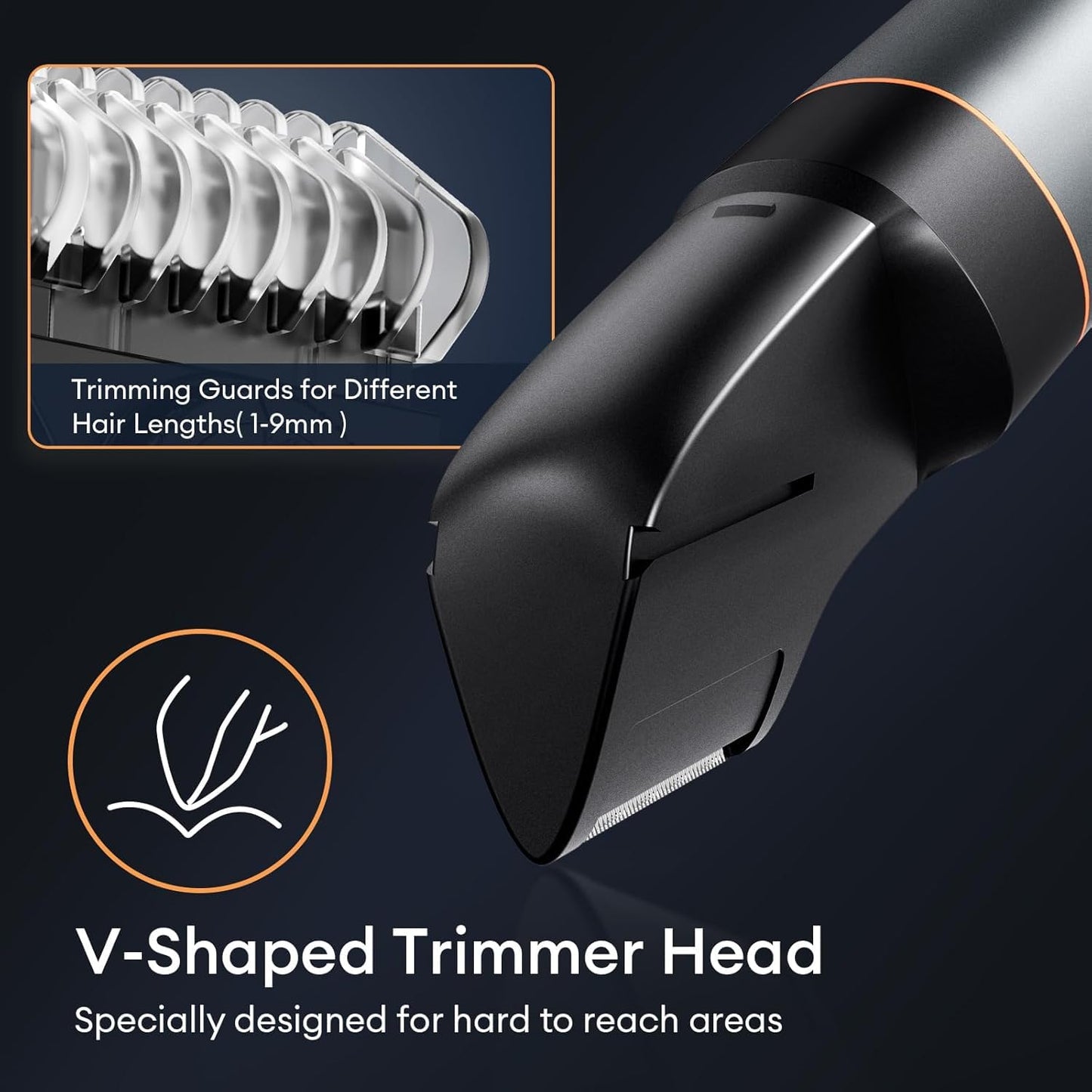 Body Hair Trimmer for Men - kensen 3-in-1 Beard Trimmer for Men, Manscape Men's Groin & Pubic Hair Trimmer IPX6 Waterproof Wet/Dry Hair Clippers for Mens Rechargeable Electric Razor for Mens (Gray)
