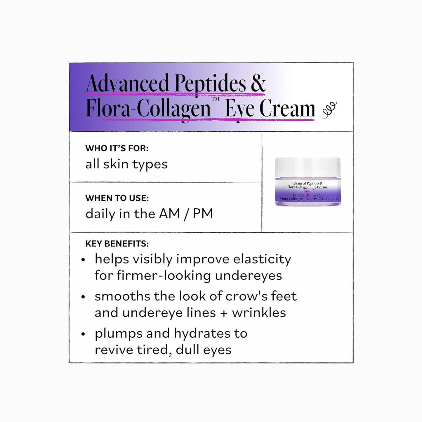 Advanced Peptides Eye Cream - Vegan Flora-Collagen for Firming & Hydrating - Natural Under Eye Treatment, 0.5oz