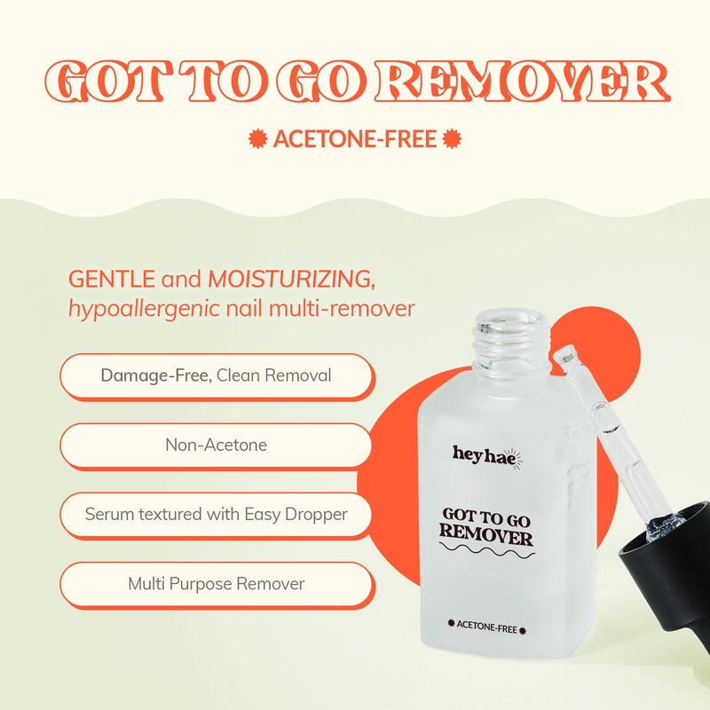 Heyhae Essentials Bundle - Semi Cured Gel Nail Strips (Hey, Text Me Back) + Got To Go Remover [2 Pack]