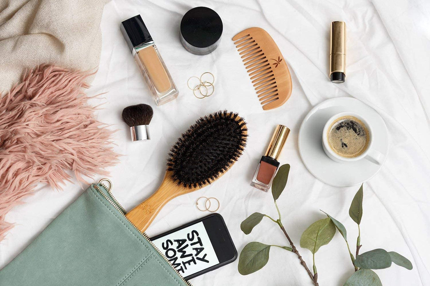 Belula Organic Skin and Hair Care. Dry Brushing Body Brush Set and 100% Boar Bristle Hair Brush Set. Restore Shine and Texture to Your Skin and Hair.