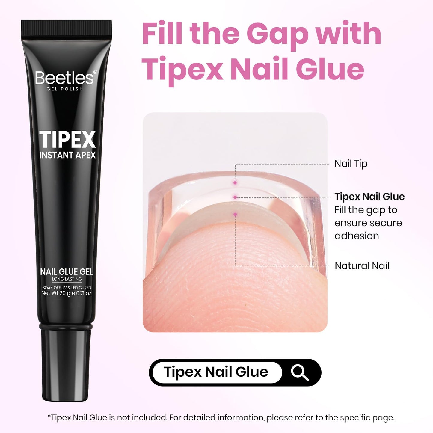 Beetles Tipex Instant Apex Nail Tips, Medium Almond, 16 Sizes 00–14
