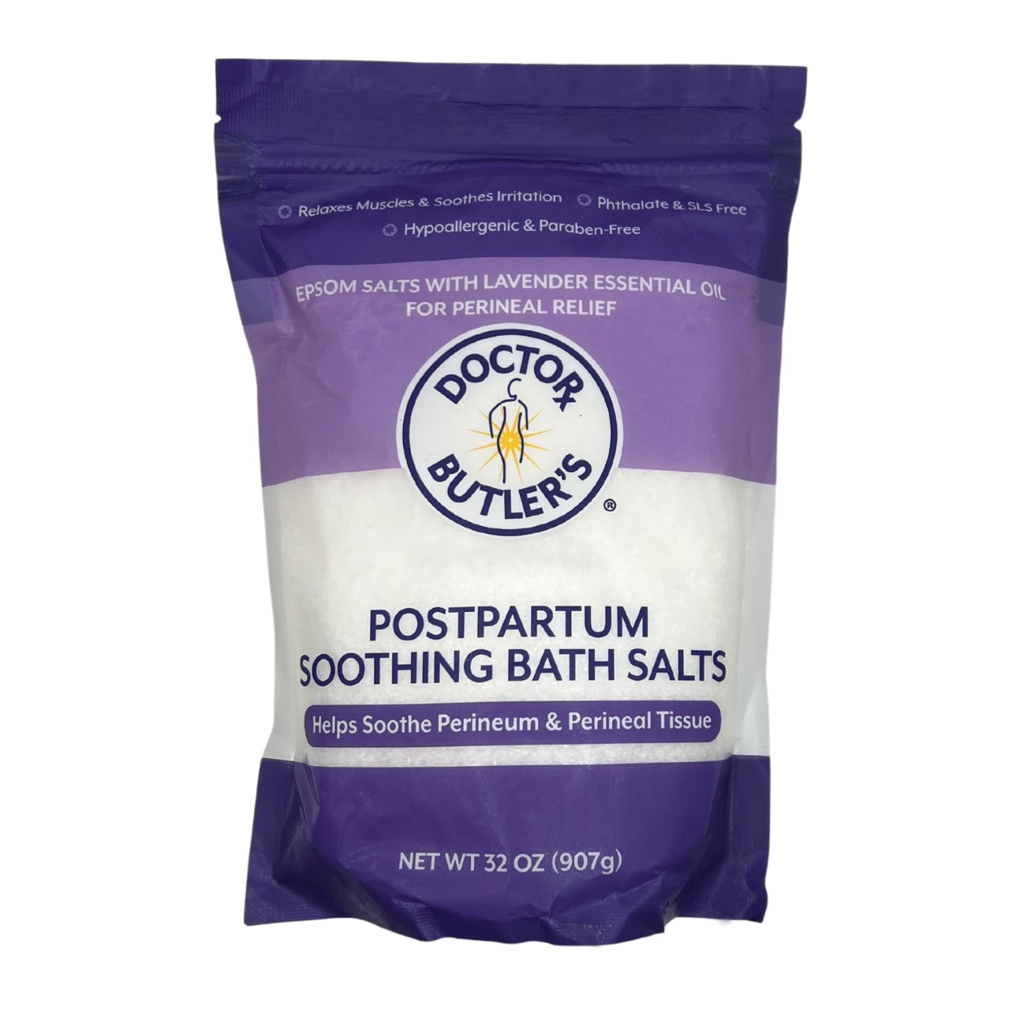 Doctor Butler’s Postpartum Soothing Bath Salts – Epsom Bath Salts for Women for Postpartum Recovery, Hemorrhoids, Discomfort, and Helps Soothe Perineum and Perineal Tissues After Birth (32 oz.)