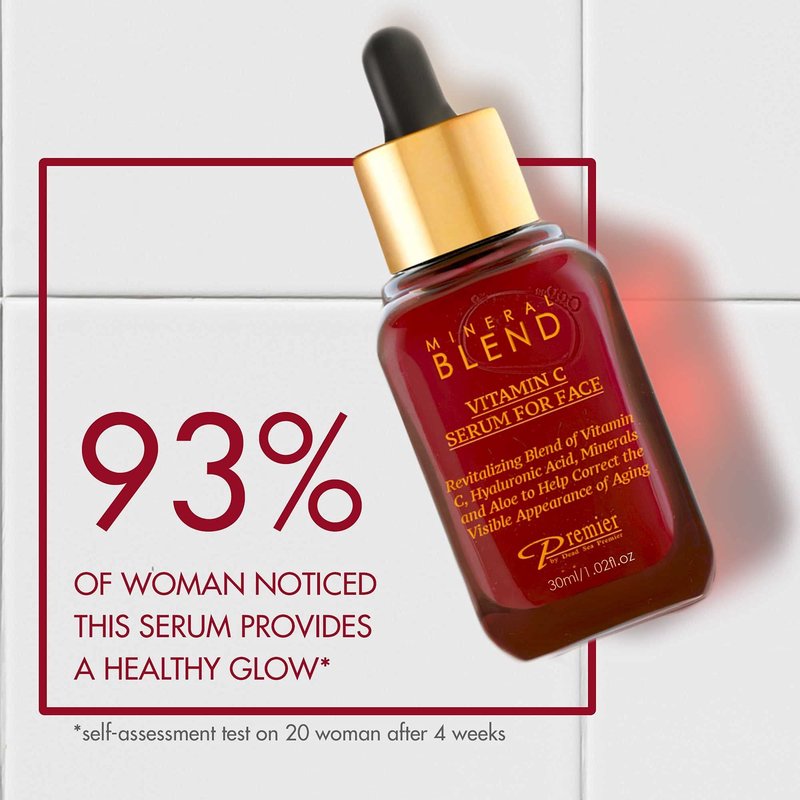 Vitamin C Facial Serum with Hyaluronic Acid & Rose Hips Oil – Cosmetic Face Serum, Mineral Blend by Premier Dead Sea, 1.02 fl oz