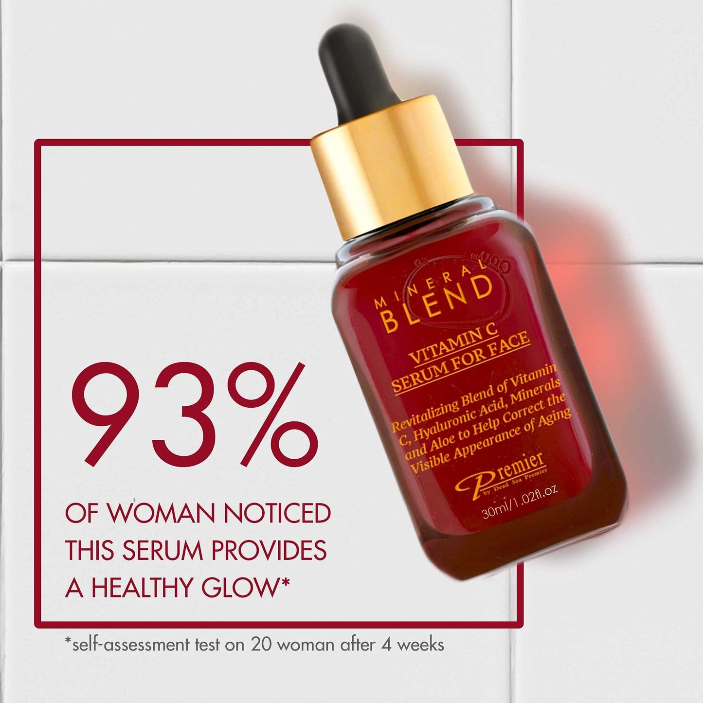 Vitamin C Facial Serum with Hyaluronic Acid & Rose Hips Oil – Cosmetic Face Serum, Mineral Blend by Premier Dead Sea, 1.02 fl oz