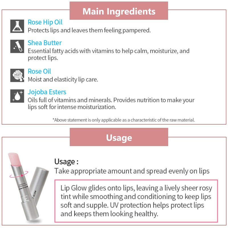 Atomy Lip Glow 3.3g x 2 EA - Moisturizing Lip Care Treatment Balm with Natural Pink Color