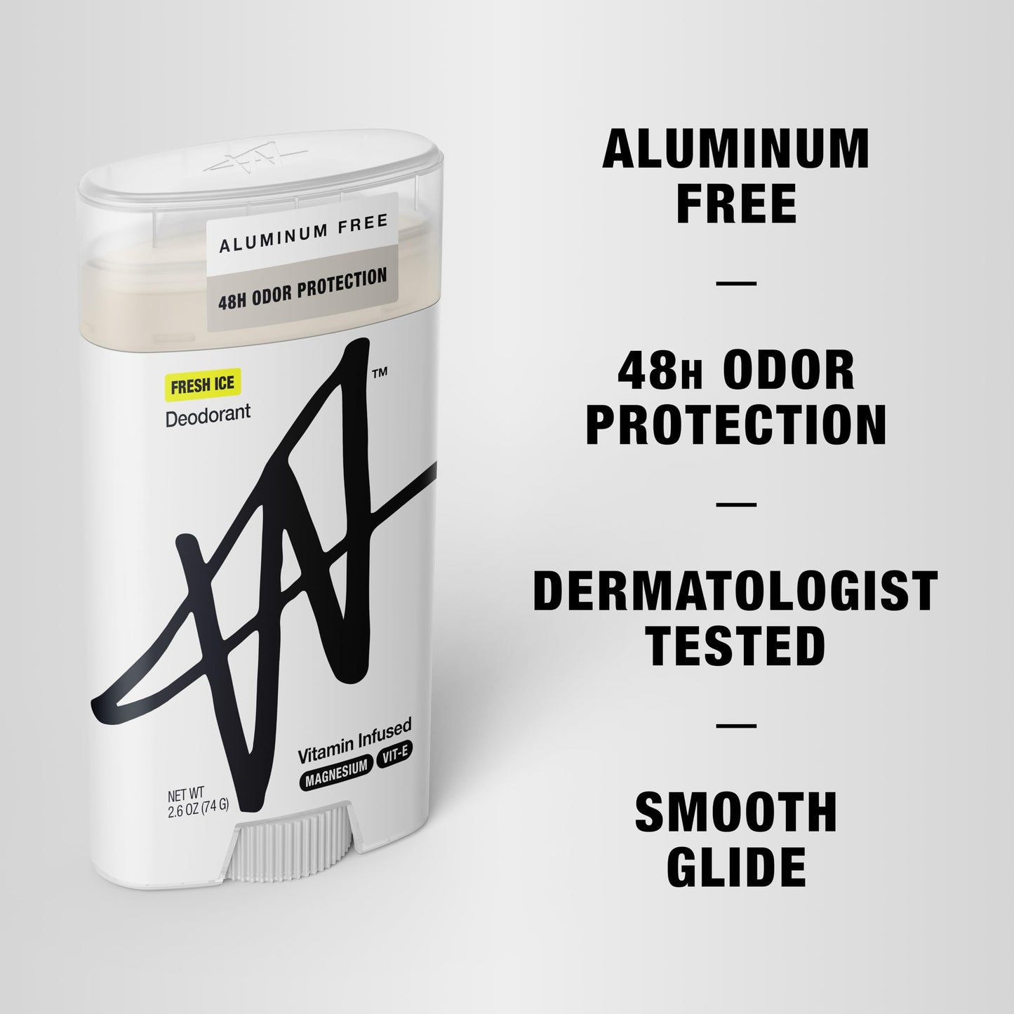 W By Jake Paul Men's Aluminum-Free Deodorant, Sensitive Skin Friendly, Dermatologist Tested, Vitamin-Infused Deodorant for Men, Fresh Ice Scent, 2.6 oz