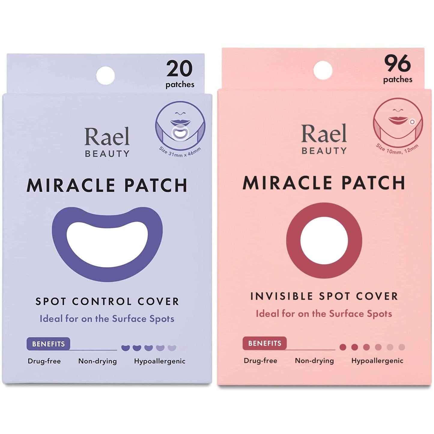 Rael Miracle Bundle - Large Spot Control Cover (20 Count), Invisible Spot Cover (96 Count)