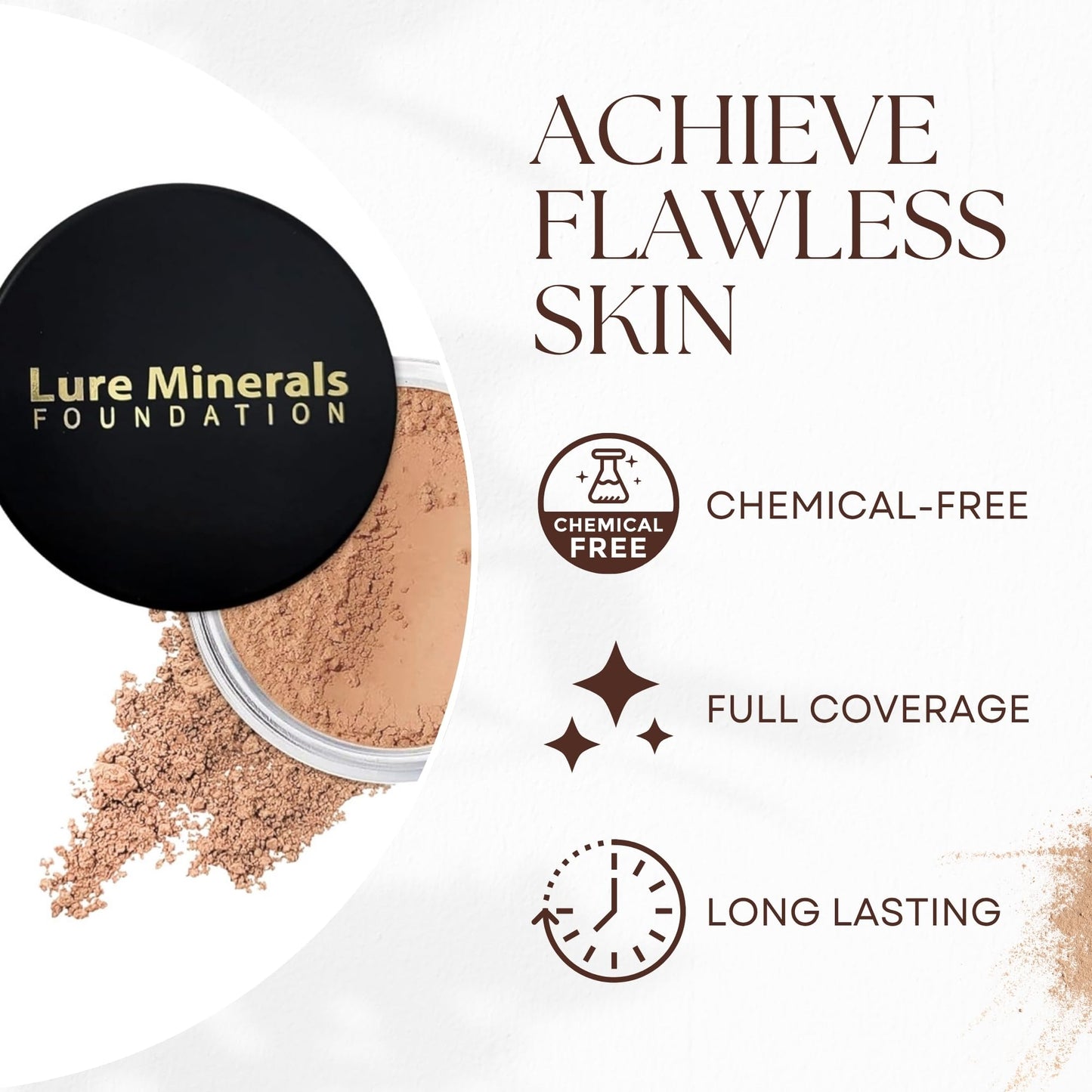 ASC Mineral Foundation Loose Powder 8g Sifter Jar- Choose Color,free of Harmful Ingredients (Compare to Bare Minerals