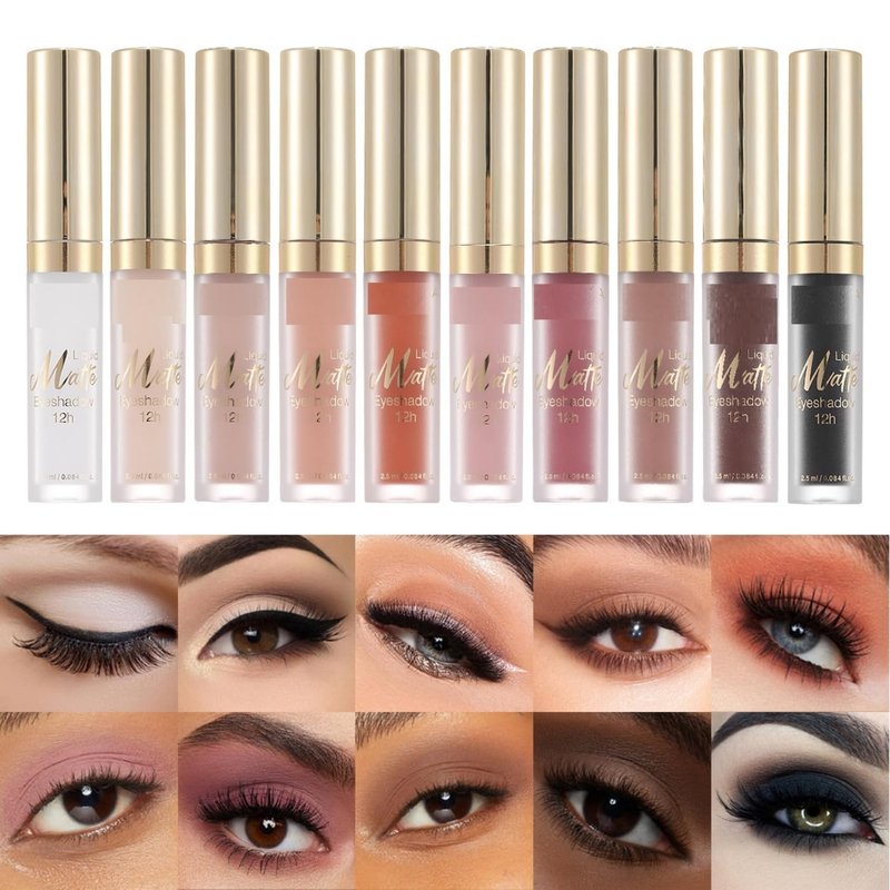 Matte Liquid Eyeshadow - 8 Color Palette | Smooth, Creamy, Long-Lasting & Waterproof (P03 Oak)