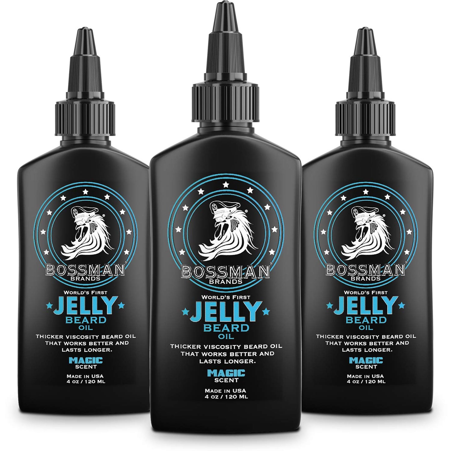 Bossman Jelly Beard Oil for Men - Softens & Conditions | 3-Pack, 12 oz Total, Magic Scent