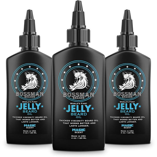 Bossman Jelly Beard Oil for Men - Softens & Conditions | 3-Pack, 12 oz Total, Magic Scent