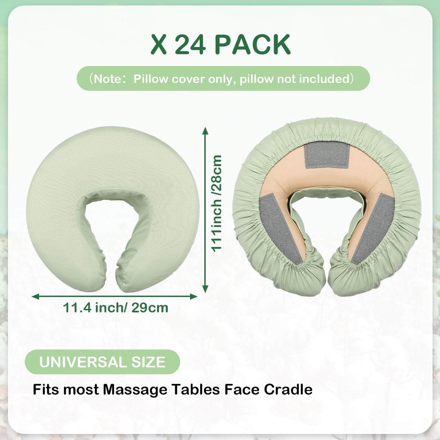 Macarrie 24 Pcs Face Cradle Covers for Massage Table Microfiber Reusable Soft Thicker Massage Table Headrest Covers Bulk Oil Proof Cradle Head Rest Sheets for Spa Beauty Salons(Sage)
