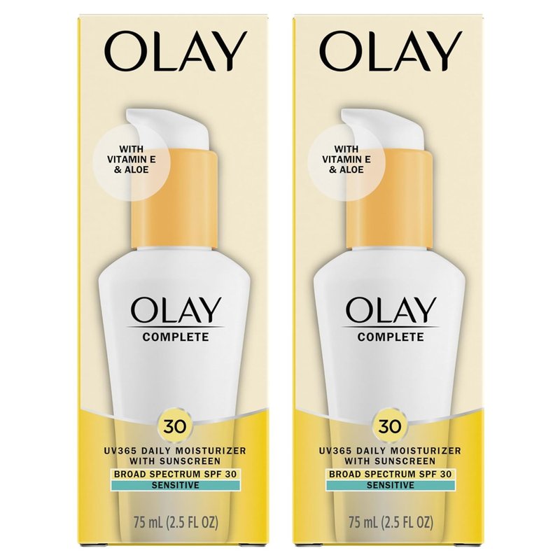 Olay Face Moisturizer with SPF 30 - Fragrance-Free, Sensitive Skin Formula | 2.5 Oz, 2 Pack