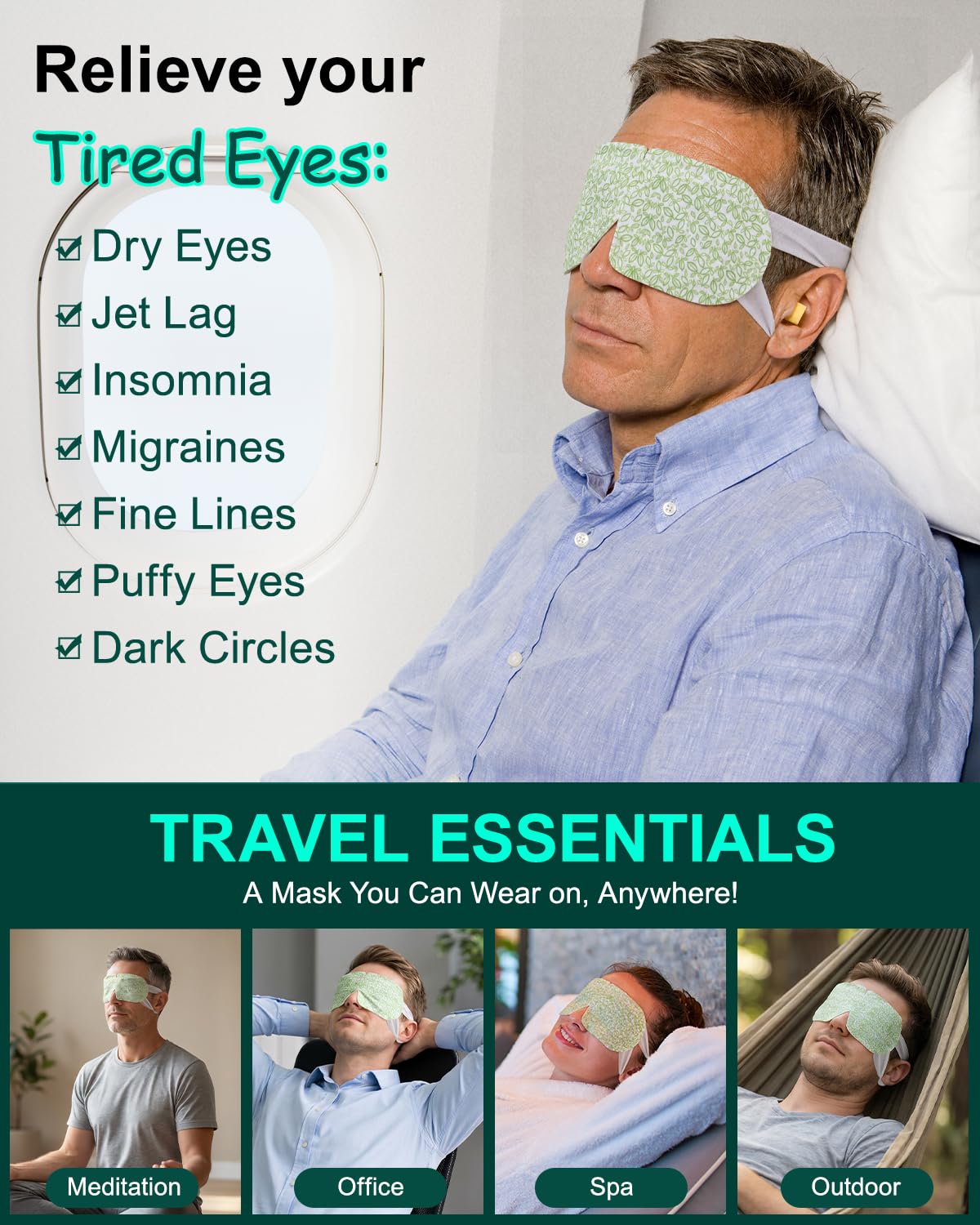 16 Packs Steam Eye Masks for Dry Eyes, Self Heating Warm Compress for Eyes Fatigue & Puffiness Relief, Disposable Heated Eye Mask Travel Essentials, Spa Relaxation Set for Women Christmas, Unscented