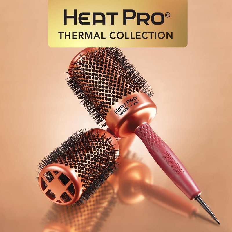 HeatPro Round Thermal Hair Brush - Non-Electric Styling Tool for Smooth, Frizz-Free Hair
