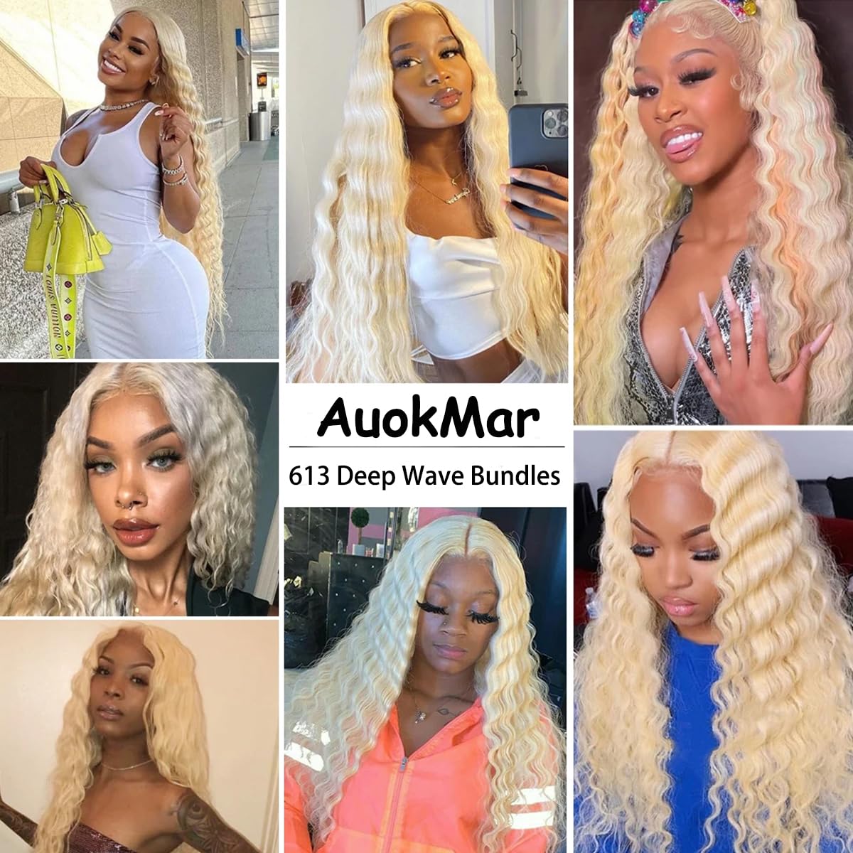 Blonde Bundles Human Hair 613 Deep Wave 3 Bundles 20 20 20 inch Double Weft 8A Grade 613 Blonde Deep Wave Bundle Human Hair Extensions