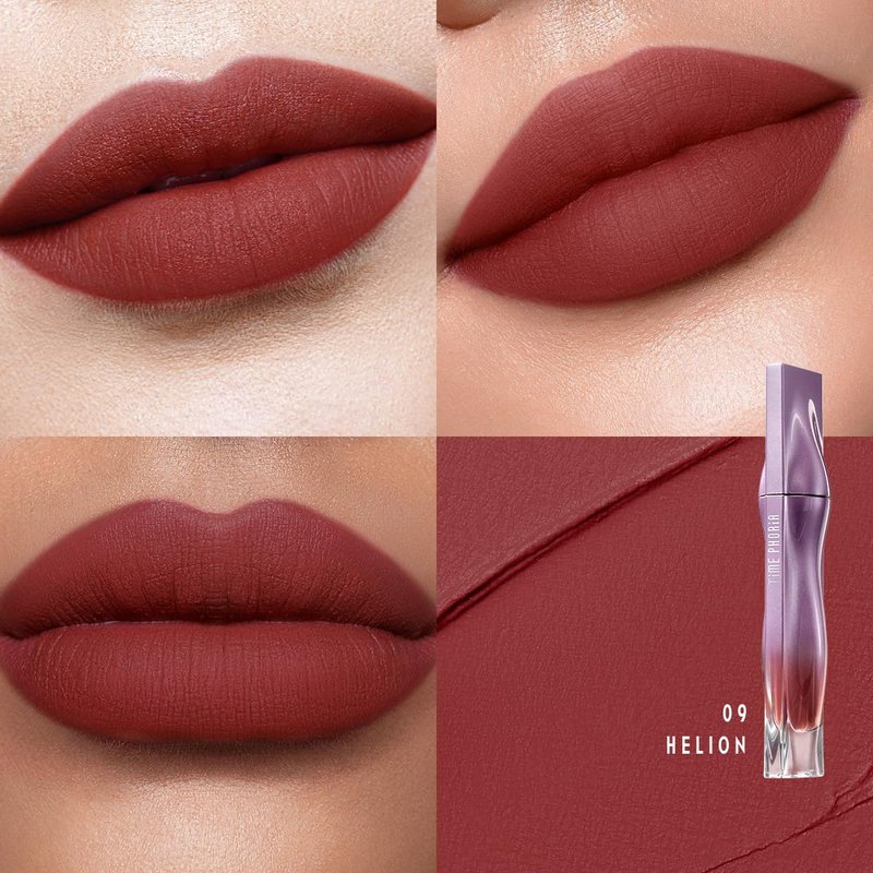 TIMEPHORIA Nebula Velvet Lip Cream, 09 Helion Deep Berry Red Color, Velvet Matte Finish, Lightweight Non-Drying Soft Cream Texture, Blurs Lip Lines, High Pigment Transfer-Proof Long-Lasting Lip Tint