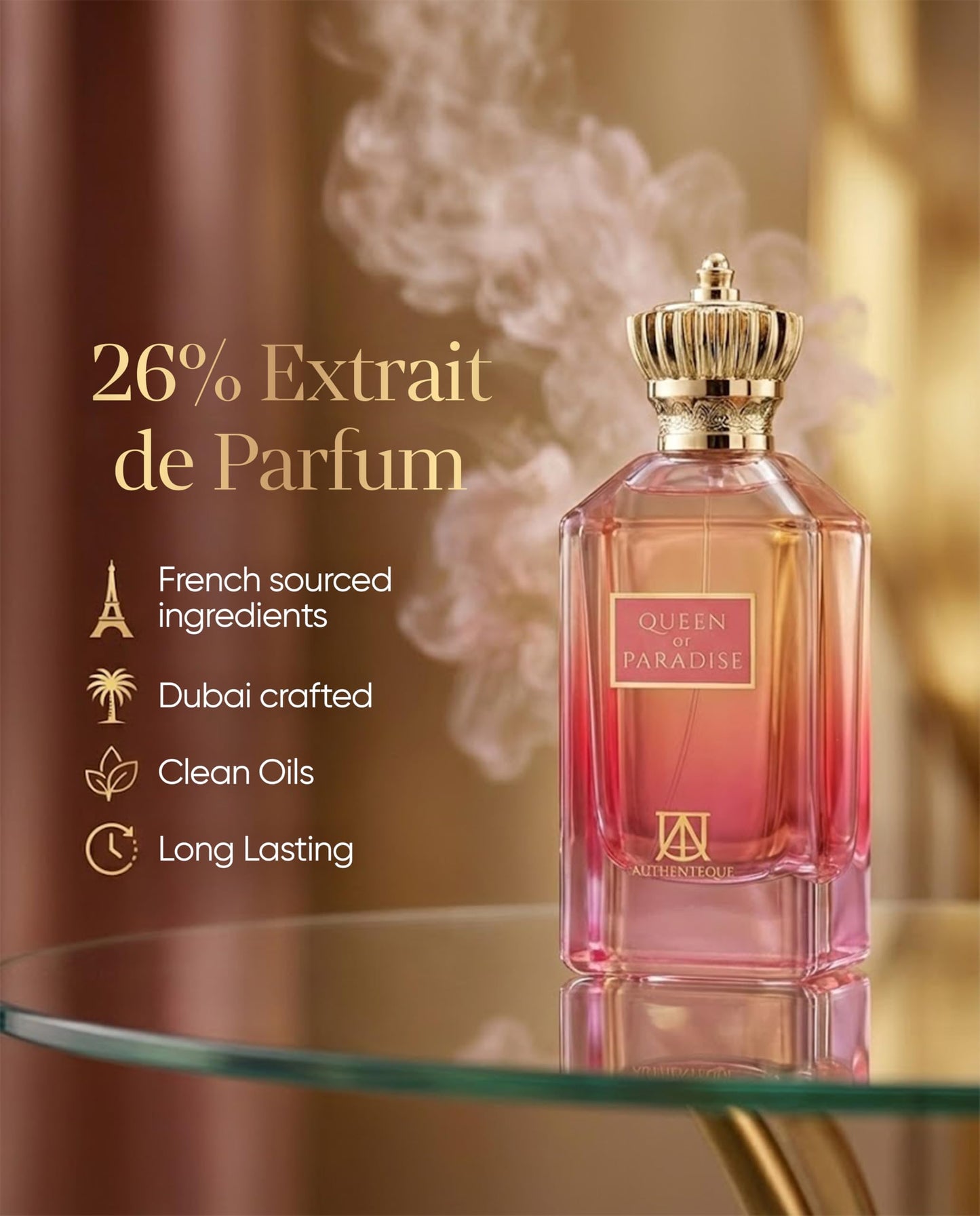 AUTHENTEQUE - Queen of Paradise Long Lasting Perfume for Women - Eau de Parfum - Vanilla, Lavender, Mandarin Fragrance Luxury Arabian Perfume 3.4oz (100ml)
