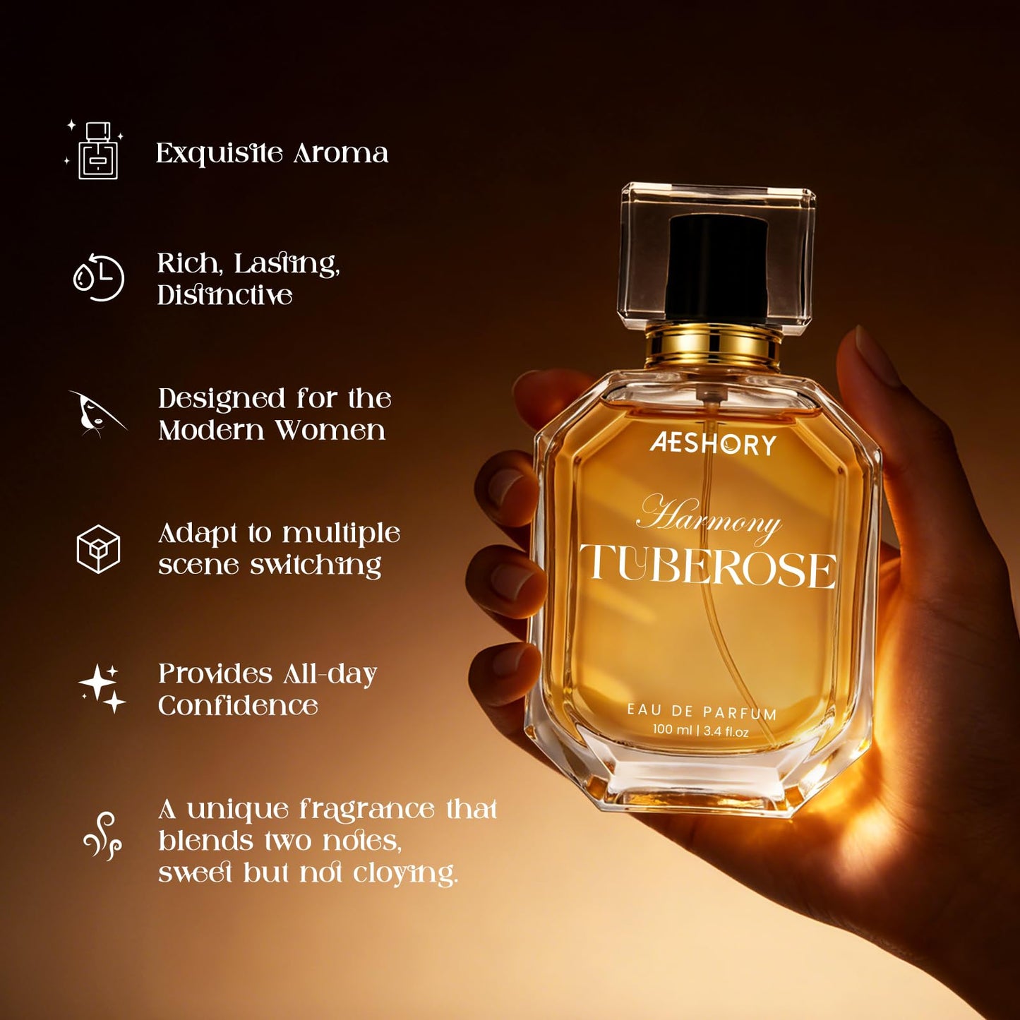 Luxury Women's Eau De Parfum Spray, 100 ML 3.4 Fl OZ, Unique Romantic Gourmand Long lasting Fragrance, Vanilla Musk Perfume Vegan Essentials Oils Notes, A Captivating Scent Feminine Gifts for Women