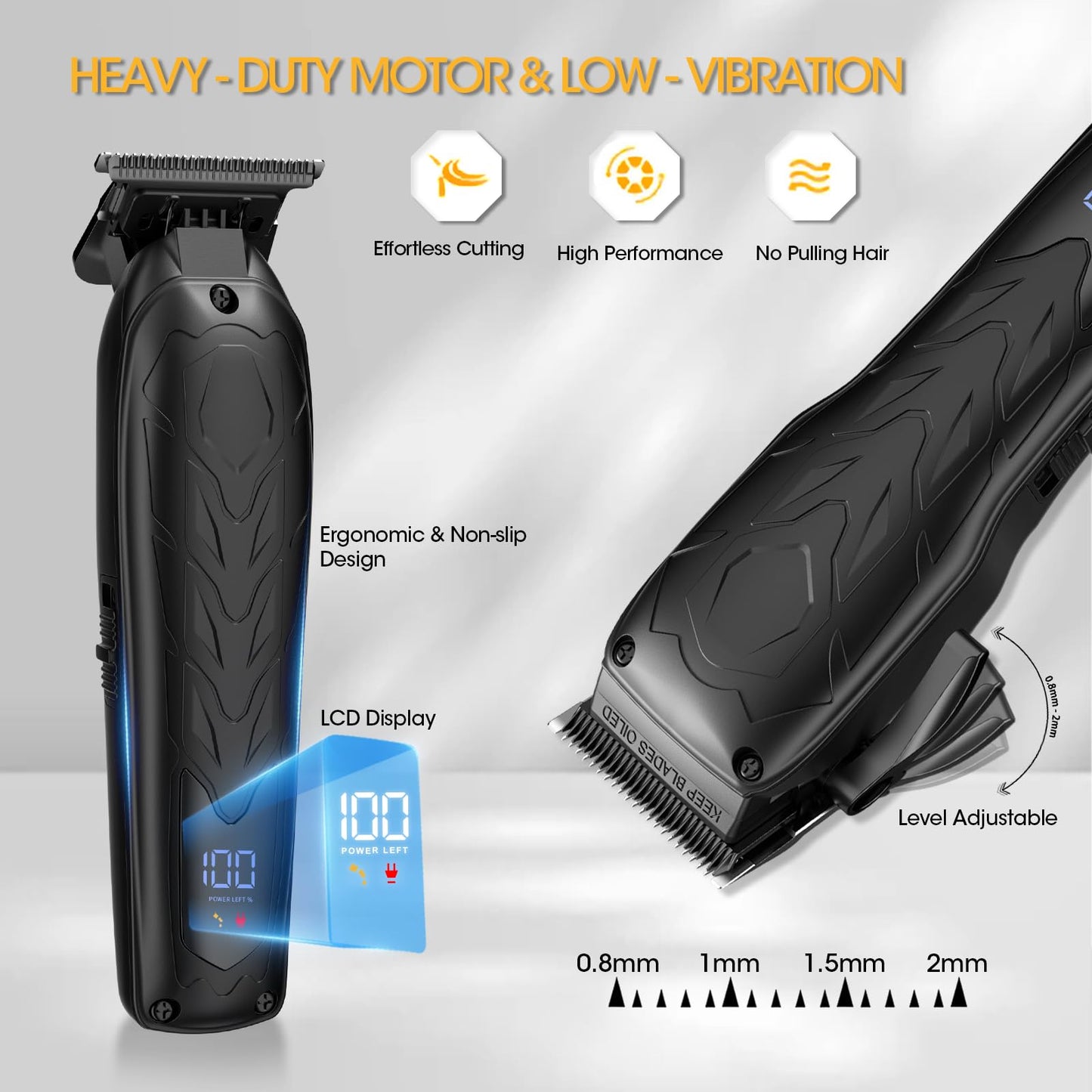 QREEYX Professional Hair Clippers for Men, Cordless Hair Clippers T-Blade Trimmer Nose Hair Trimmer Electric Shaver Set, Haircut Grooming Kit with LED Display, for Barber, Ideal Gift for Him