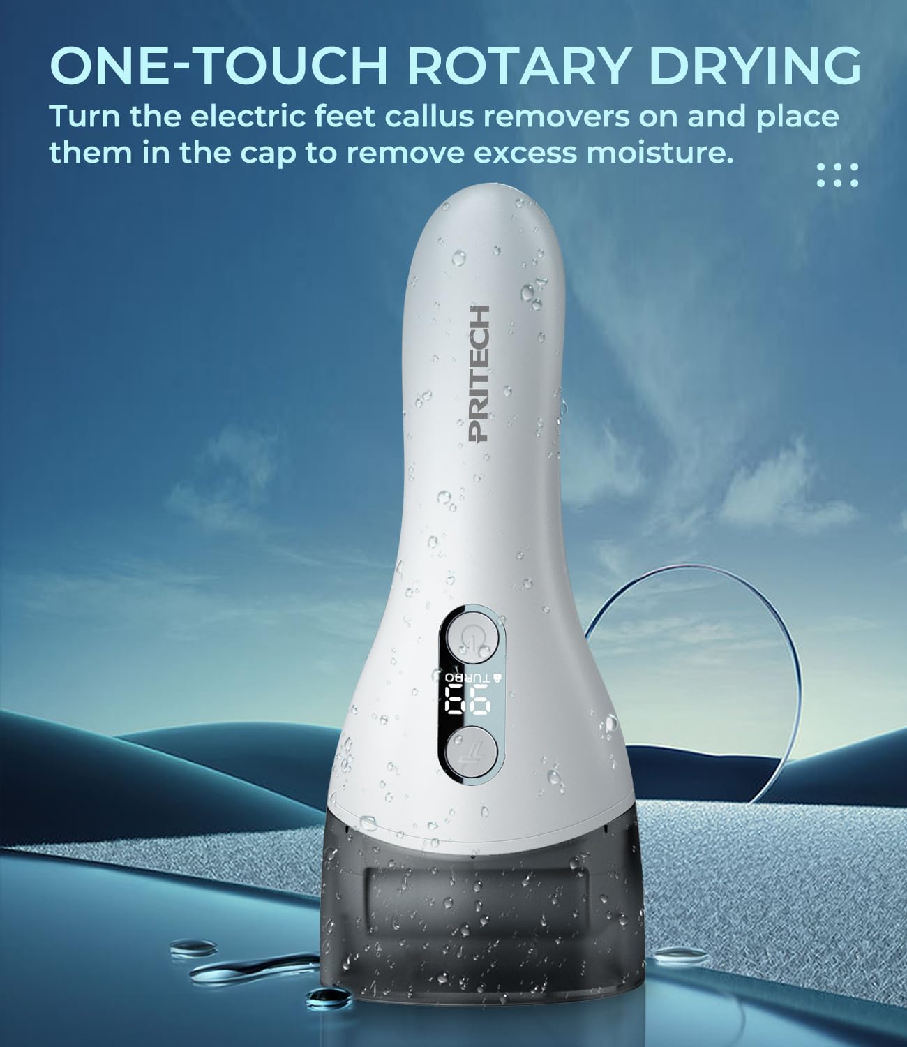Foot Callus Remover for Feet, Rechargeable IPX7 Waterproof Pedicure Tool for Feet, 2 Speeds & Turbo Electronic Foot Scrubber, 90 Mins Long Lasting for Dead Skin & Cracked Heels, White