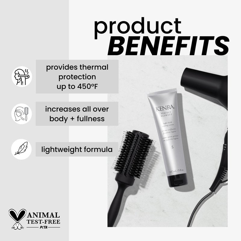 Kenra Professional Perfect Blowout 5 | Light Hold Styling Crème | Provides Thermal Protection | Increases All Over Body & Fullness | Lightweight Formula | All Hair Types | 5 fl. Oz