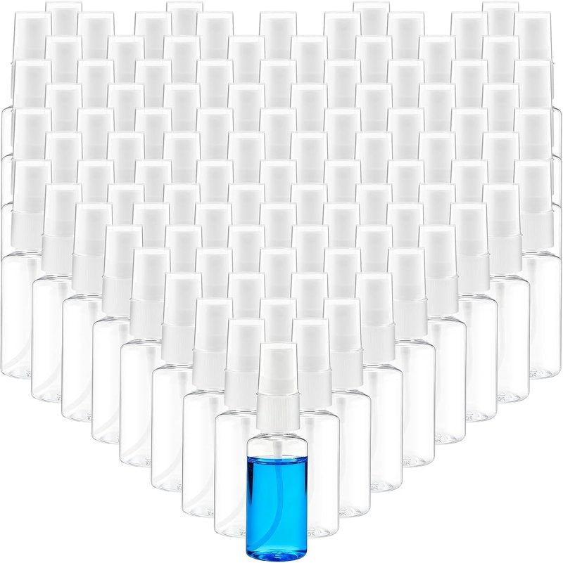 Mini Spray Bottles - 100 Pcs 1 oz Clear Fine Mist Plastic Bottles with Funnels | Ideal for Essential Oils & Travel Perfumes
