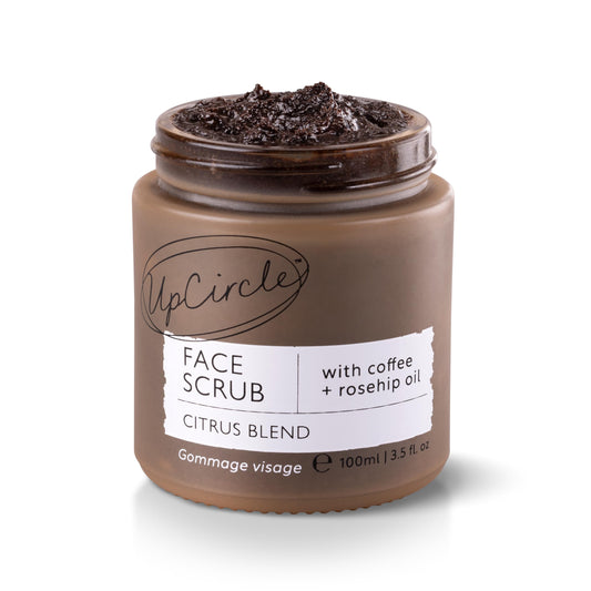 UpCircle Coffee Face Scrub - Floral Blend For Sensitive Skin 3.5oz - Chamomile, Shea Butter, Coconut + Rosehip Oil - Natural, Vegan Face Exfoliator For Soft, Smooth Skin