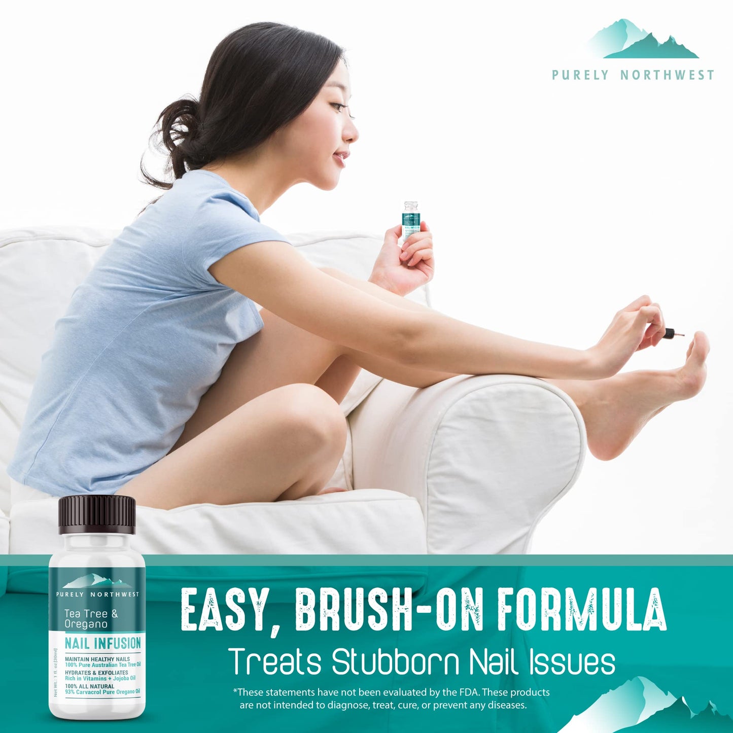 Purely Northwest Extra Strength-100% All Natural Nail Solution for Toenail & Fingernails Bundled Tea Tree Oil & Peppermint Body Wash for Men & Women