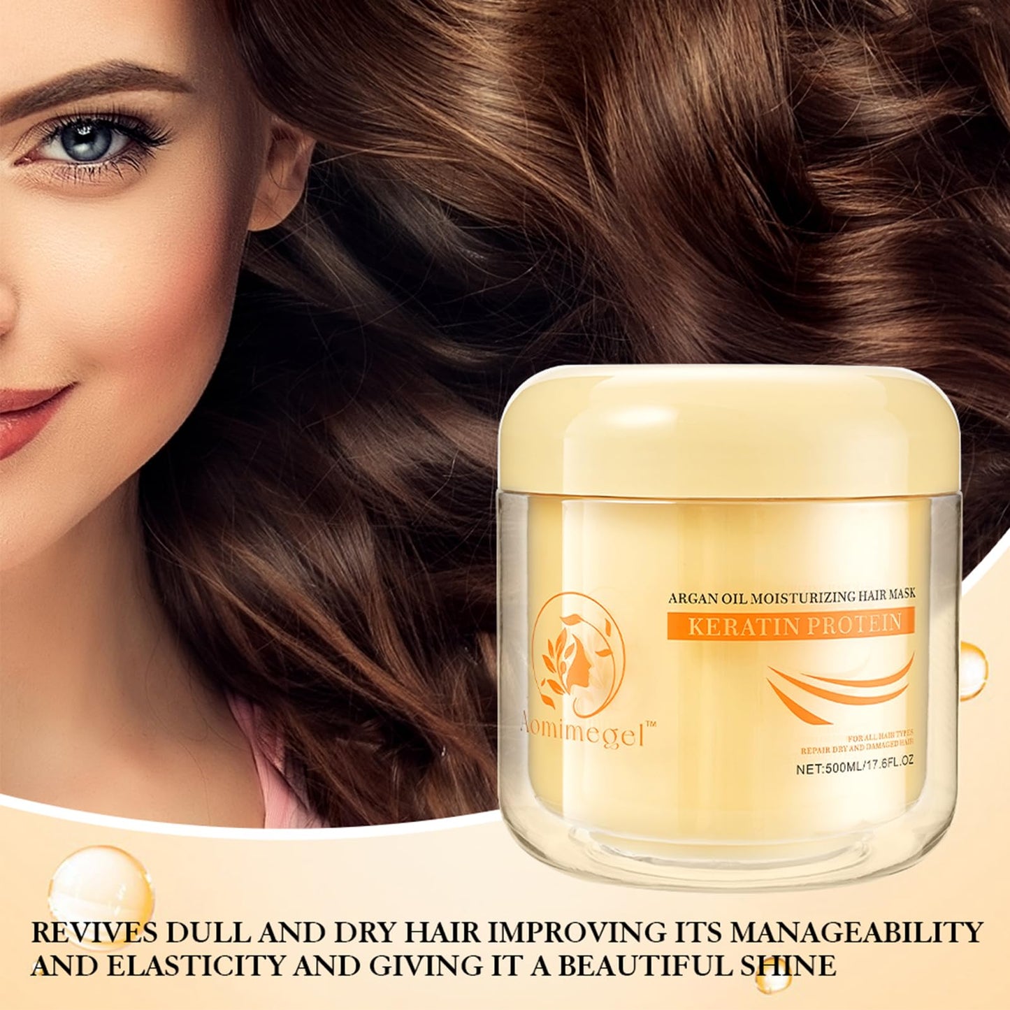 Aomimegel Collagen Hair Mask,Deep Repair Conditioning Argan Oil Hair Mask for Damaged Hair Treatment, Deep Conditioner Hydrating Hair Masque for All Hair Types 16.9 oz 500ml