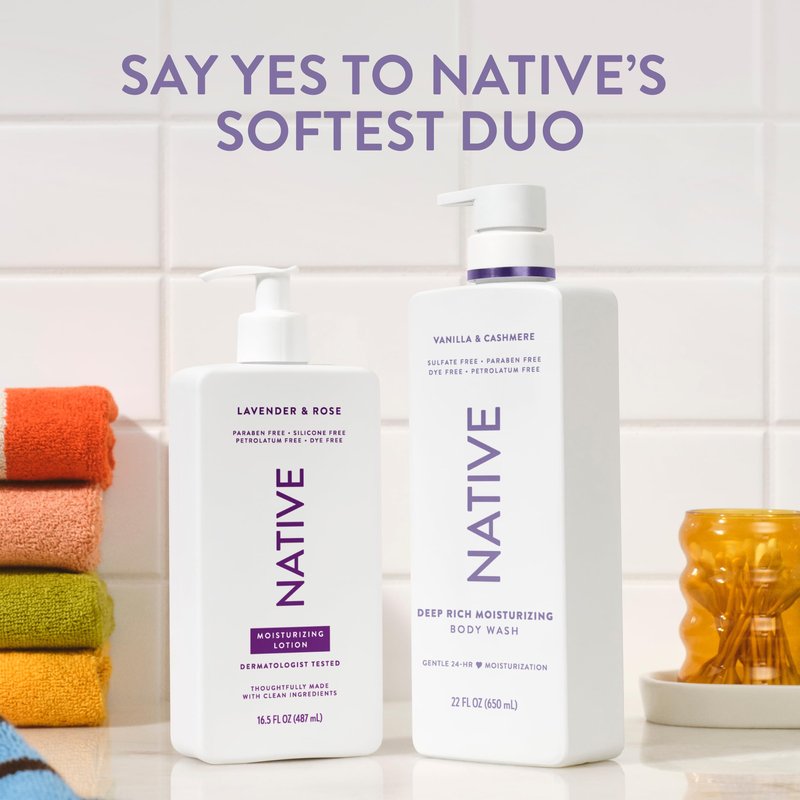 Native Vanilla & Cashmere Scent 24-Hour Moisturizing Bodywash for Men & Women, Clean & Gentle, for Dry or Sensitive Skin, Keeps Skin Healthy & Smooth, Free of Sulfates, Cruelty-Free, 22 oz