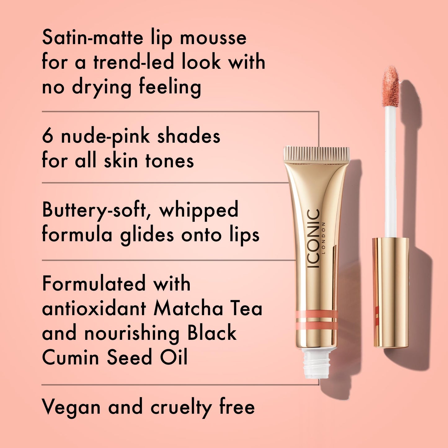 ICONIC LONDON Cloud Kiss Matte Lip Mousse | Matte Liquid Lip Colour, Cruelty-Free, Vegan Makeup, Show Off