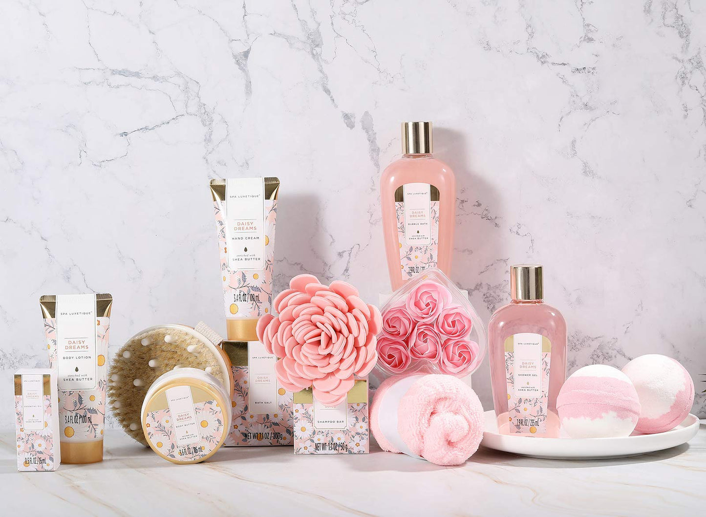Spa Luxetique Daisy Dream 15pc Spa Gift Baskets Gifts for Women