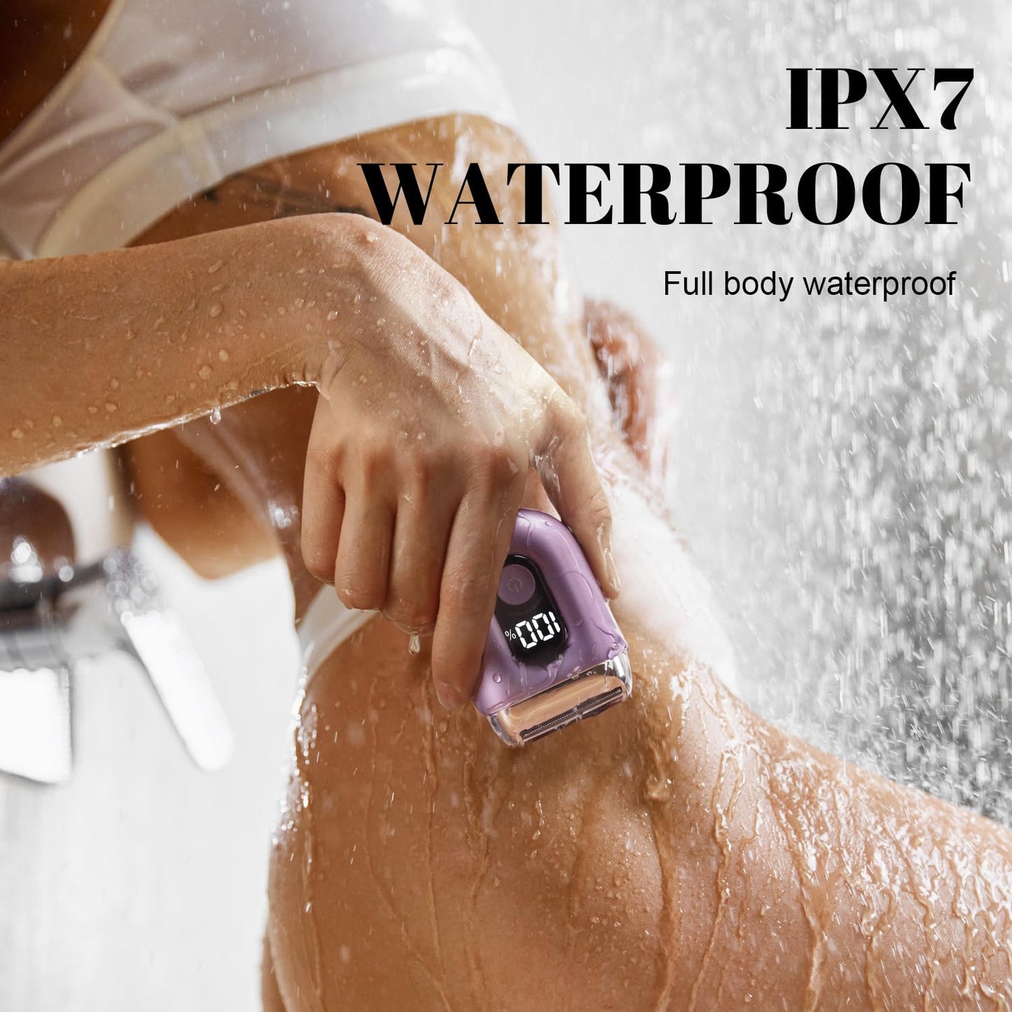 Fangaci Cordless Electric Razors for Women: Mini Electric Shaver with Big LED Display - Rechargeable Bikini Trimmer - IPX7 Waterproof Wet Dry for Face, Body & Legs (Birght Purle)
