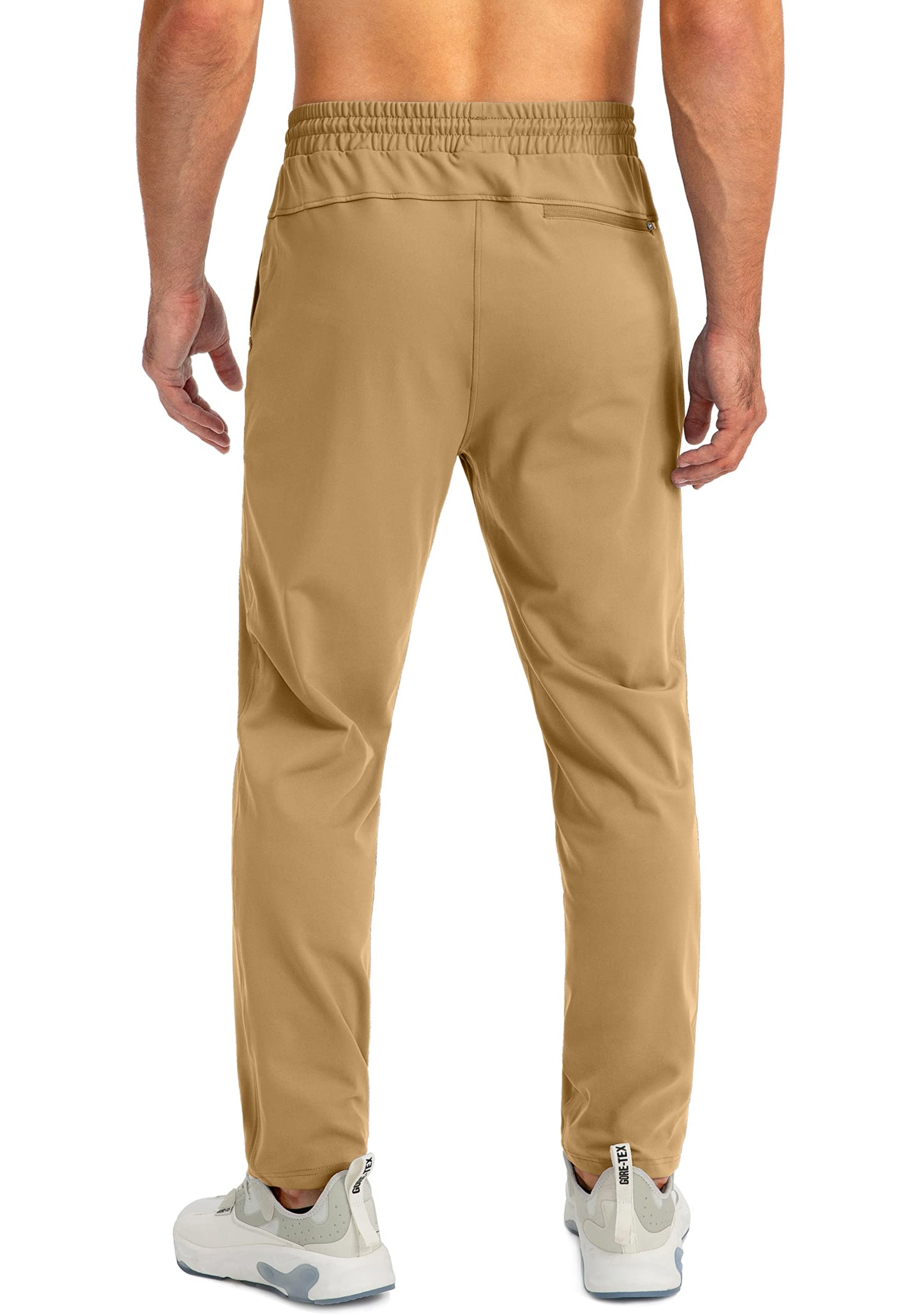 G Gradual Men's Sweatpants with Zipper Pockets Tapered Joggers for Men Athletic Pants for Workout, Jogging, Running (Dark Khaki, Small)