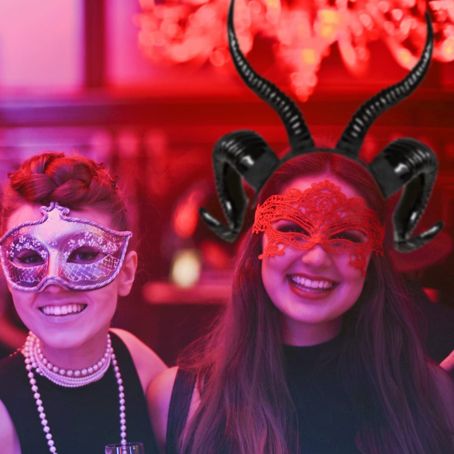 Moyubath Devil Horns Headband, Black Maleficent Antlers Gothic Steampunk Demon Horns Headband for Halloween Fancy Dress Costume Photo Props