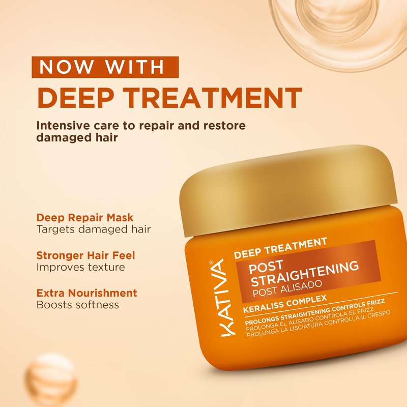KATIVA Brazilian Post Straightening Treatment Kit, Shampoo, Conditioner & Mask, Keraliss Complex with Vegetal Keratin & Hyaluronic Acid, Helps Prolong Straightening up to 18 Weeks