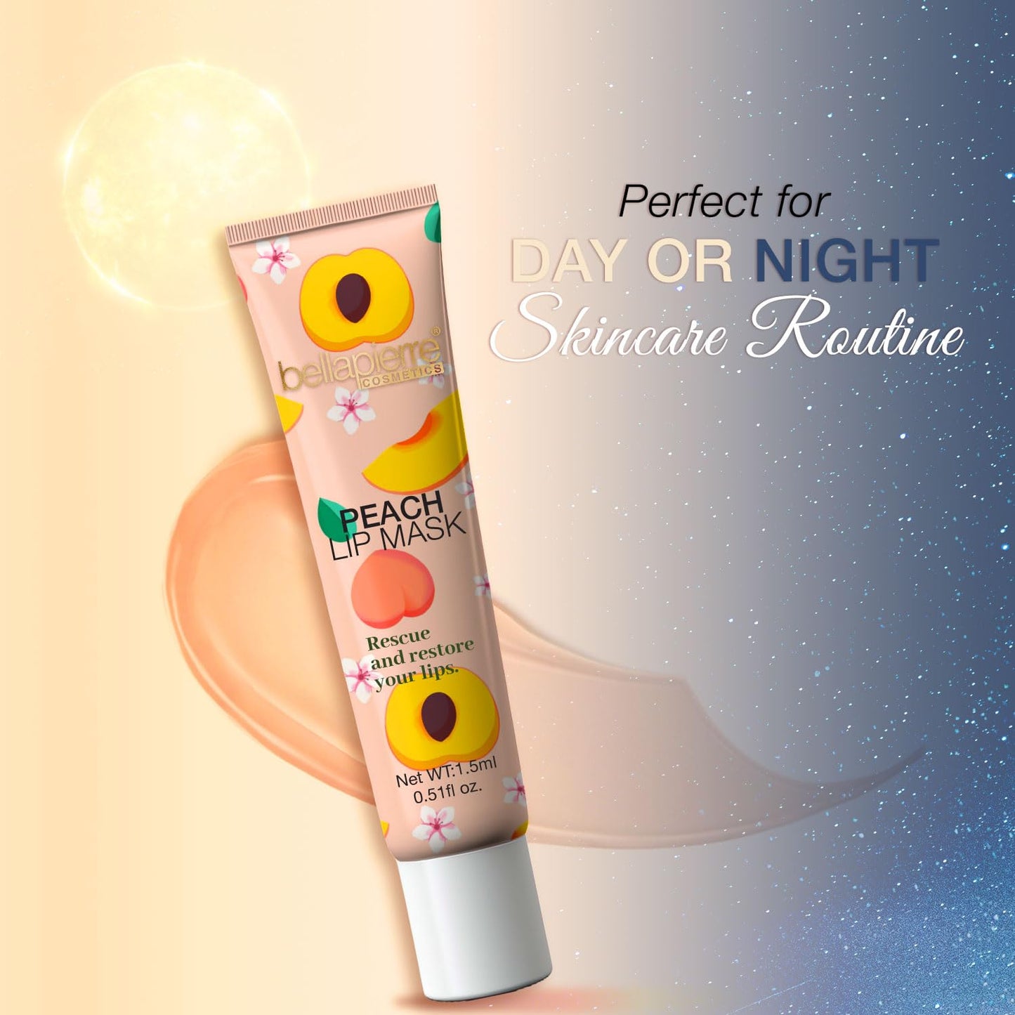 bellapierre Cosmetics Peach Lip Mask | Lip Plumping Mask with Hyaluronic Acid | Moisturizing Lip Balm for Daily Use