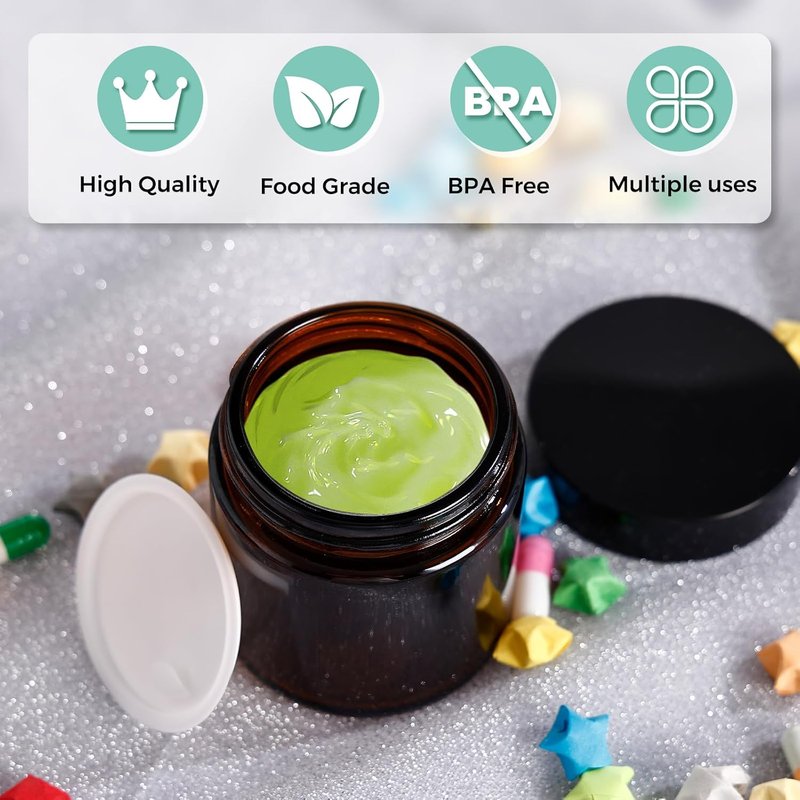 Amber Glass Jars - 4OZ Refillable Airtight Containers for DIY Creams, Lotions & Candles | 36 Pack