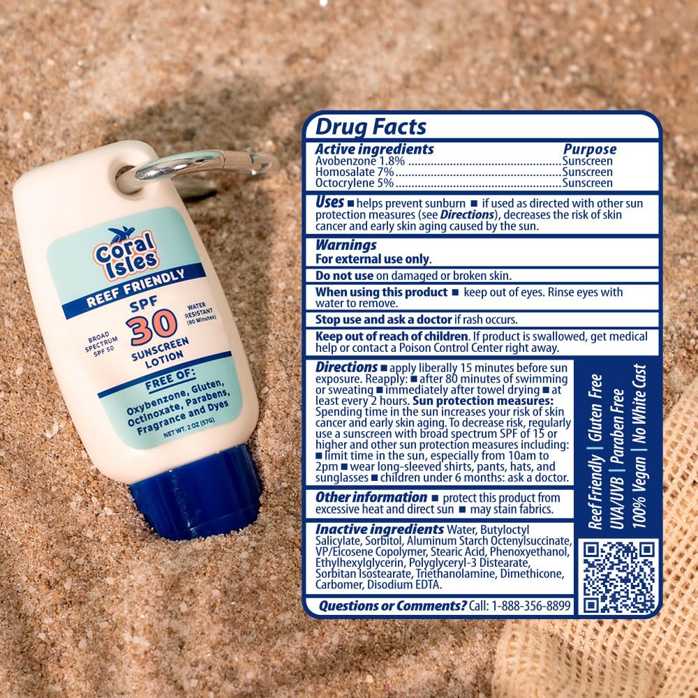 Coral Isles Reef Safe Sunscreen - Hawaii Approved Sun Shield - Broad Spectrum UVA/UVB Waterproof Skin Protector