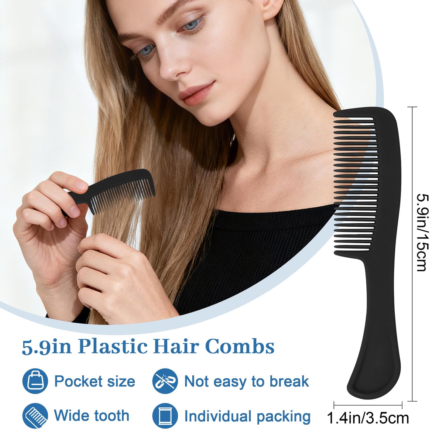 250 Pcs Combs In Bulk Individually Wrapped Pocket Travel Hair Combs for Women, Men and Kids, Bulk Comb for Homeless Hotel Shelter Home Charity, black