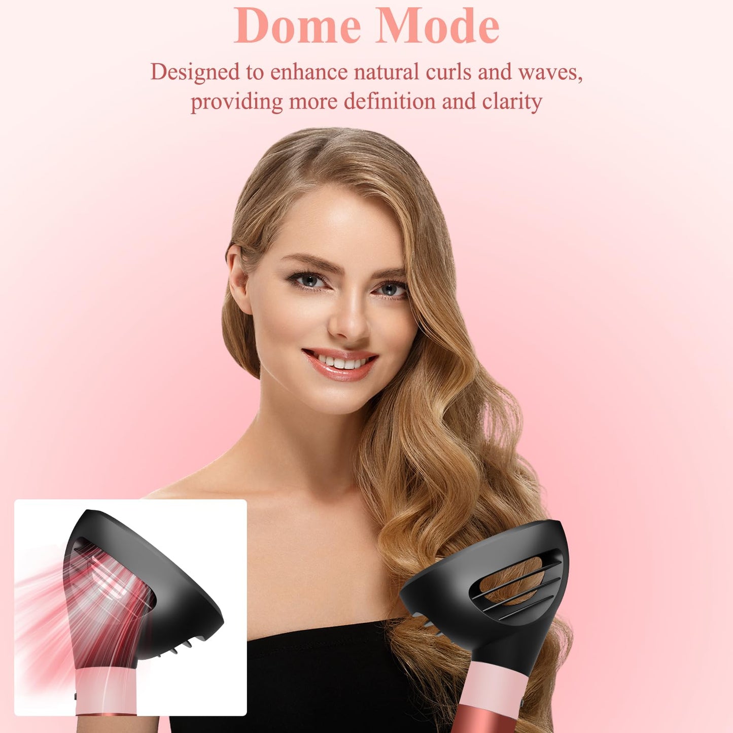 ZEPHBLOW Wave Curl Diffuser for Dyson Airwrap – Dome and Diffuse Modes for Curl Wave Hair, Hair Diffuser Attachment Compatible with Airwrap Styler HS01/05/08, Black