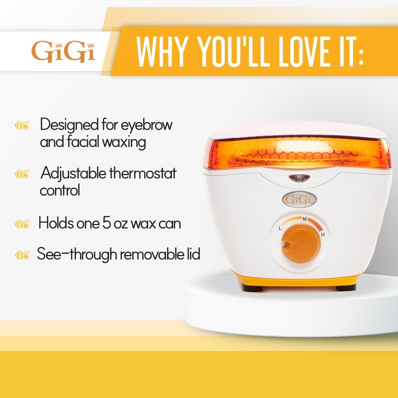 GiGi Mini Honee Wax Warmer for Hair Removal – Wax Heater for 5 oz Cans, Compact At Home Waxing Machine for Face Body Bikini, Women Men, Professional Salon Use