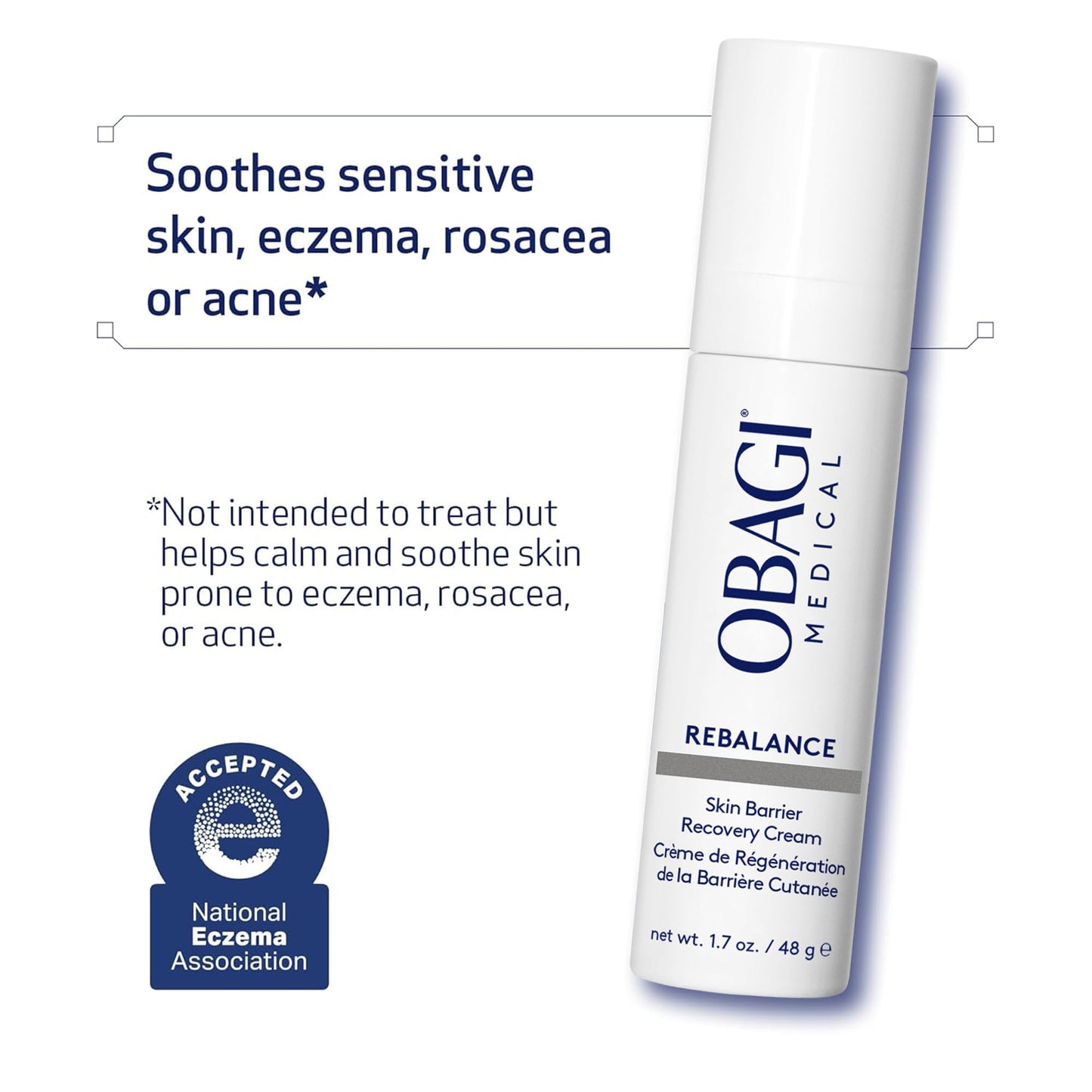 Obagi Rebalance Skin Barrier Recovery Cream – Soothing Probiotic Moisturizer Reduces Redness with Ceramides and Niacinamide – Suitable for Sensitive Skin with Eczema, Rosacea or Acne – 1.7 oz