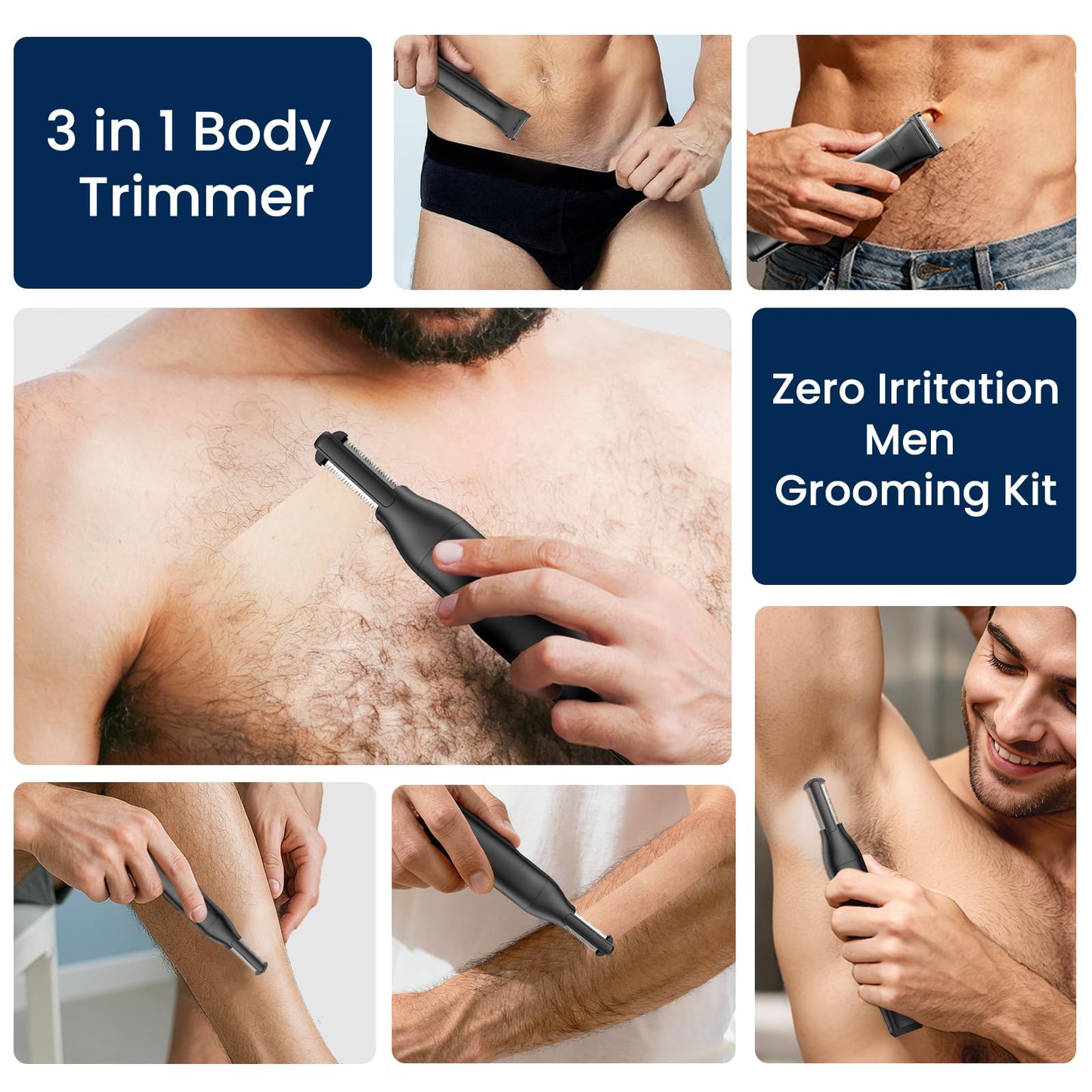 Manscape Body Hair Trimmer for Men 3-in-1 Groin, Pubic & Ball Trimmer with Skin Safe No-Nick Blades, IPX6 Waterproof Wet/Dry Electric Shaver for Chest, Underarms, Legs, USB-C Rechargeable Grooming Kit