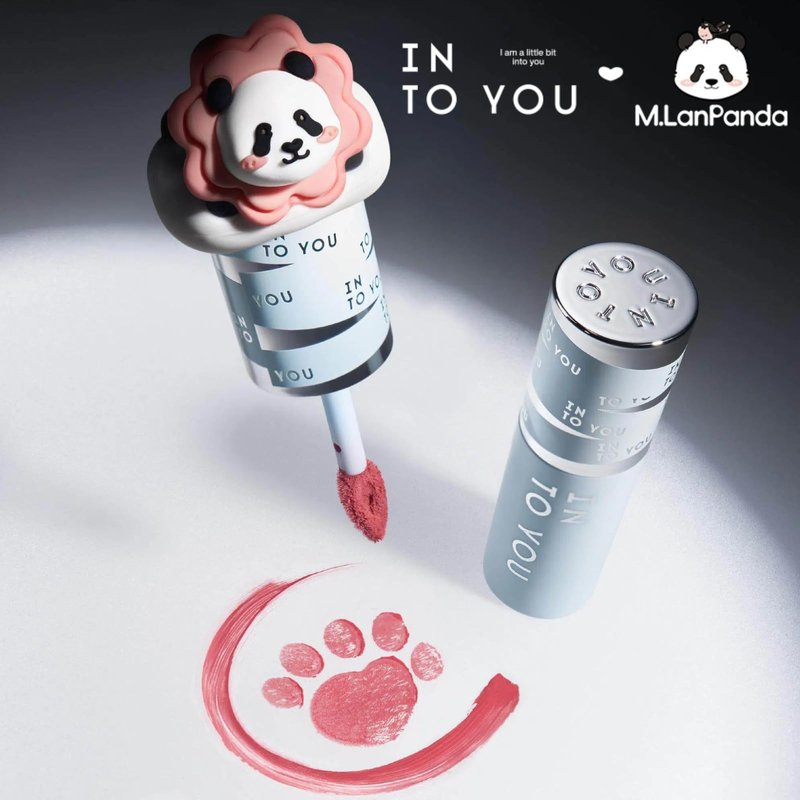 INTO YOU x M.Lan Panda Matte Lipstick, Super Stay Waterproof Long Lasting Lip Mud for Women, High Impact Lip color With Lightweight Clay Texture, Dual-use for Lips and Cheek, MLE02