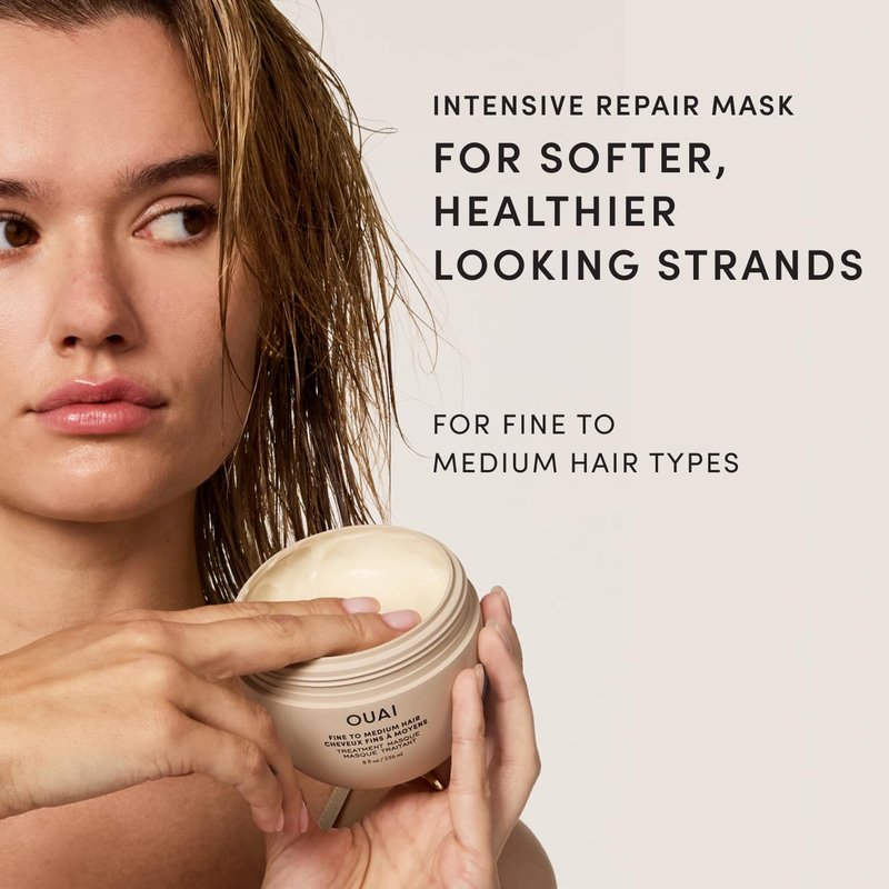 OUAI Hair Treatment Mask - Deep Conditioning for Fine to Medium Hair | Hydrates, Strengthens & Repairs Damage (3.4 oz)