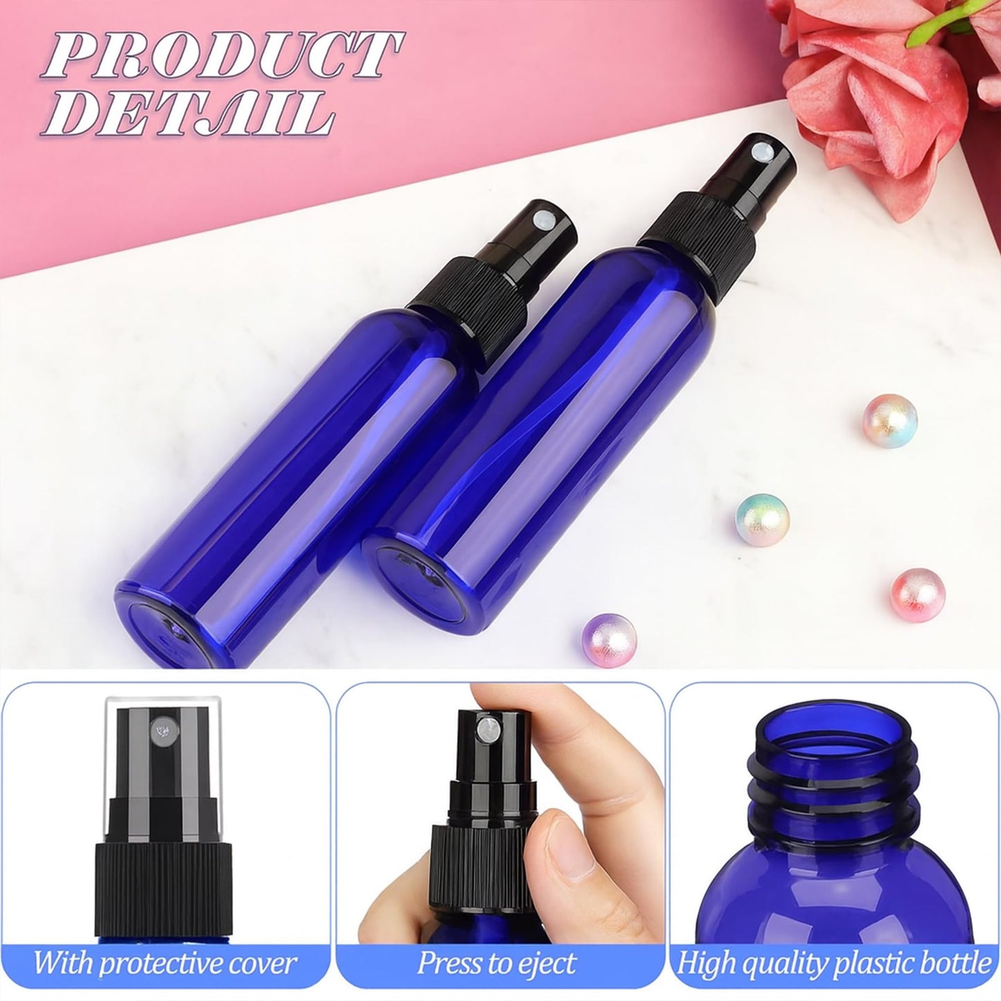 TREEHAC 100 Pack 2 Oz Plastic Mini Spray Bottles with Refillable Mist Sprayer for Travel and Household Use for Perfume Essential Oils Cleaning (Wine Red)