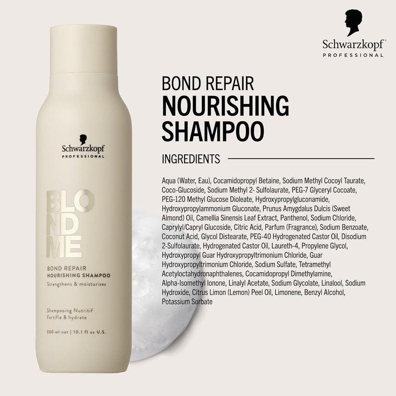 BlondMe Bond Repair Shampoo for Blonde Hair - Moisturizes, Strengthens & Repairs | For Lightened & Grey Hair